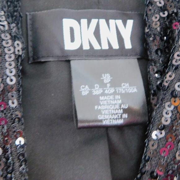 DKNY Women's Black Sequined Shaul-Collar Open Front Jacket New Size 8 - Picture 7 of 14